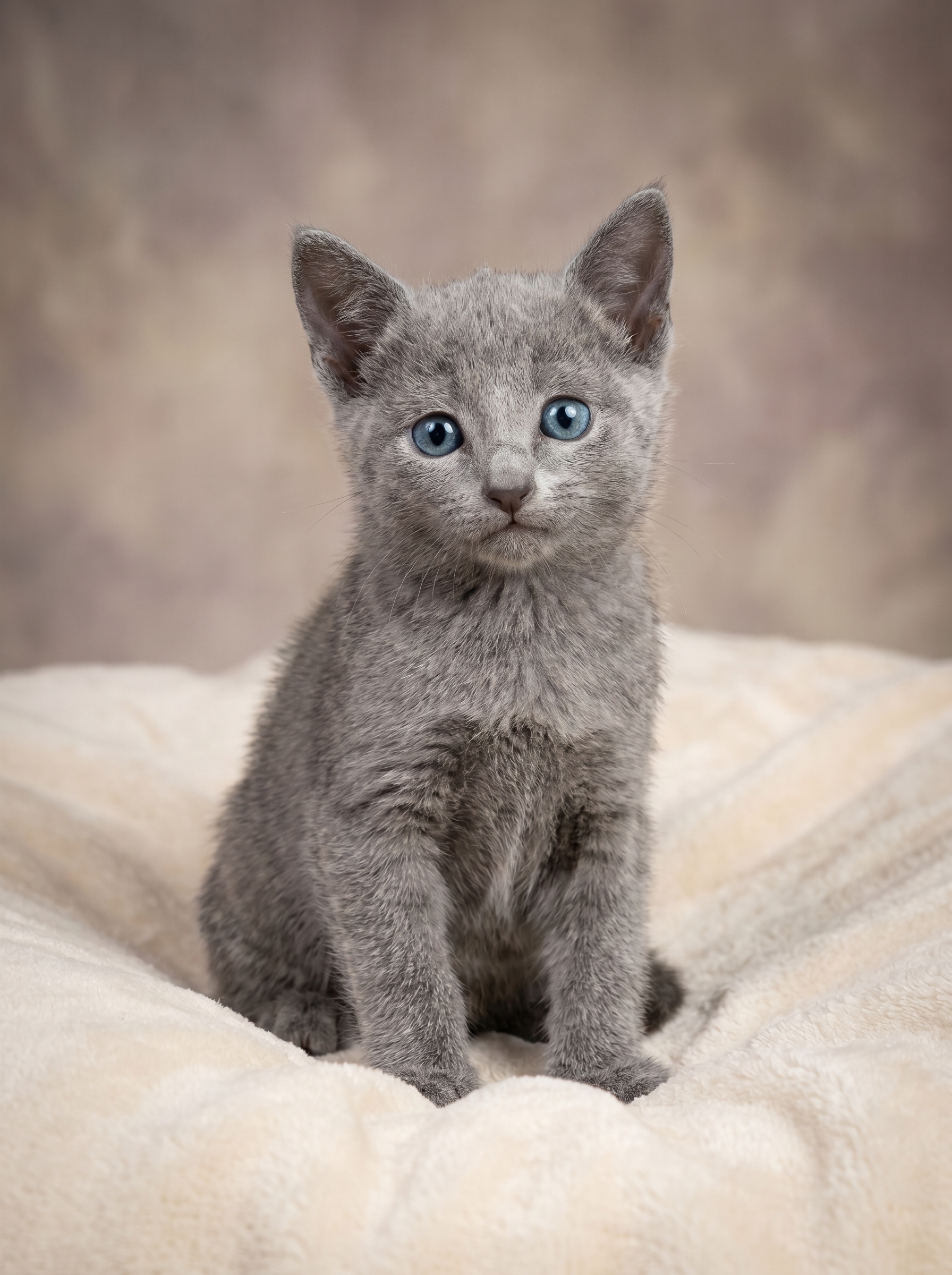 Russisch Blau Katze sitzend